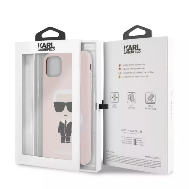 Capa Fullbody Ikonic em silicone Karl Lagerfeld para Apple iPhone 11 Pro Max, rosa