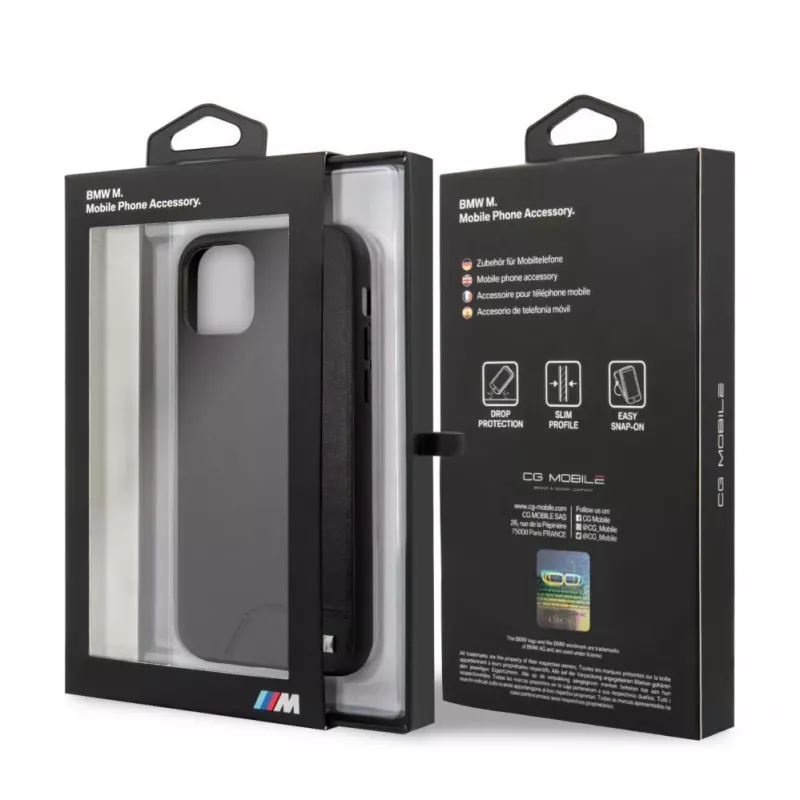 BMW Capa rígida Smooth PU Leather preta para Apple iPhone 11 Pro