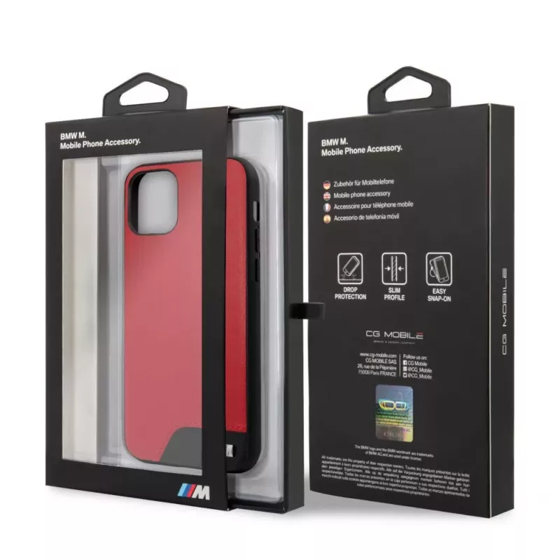 BMW Capa rígida Smooth PU Leather vermelha para Apple iPhone 11 Pro