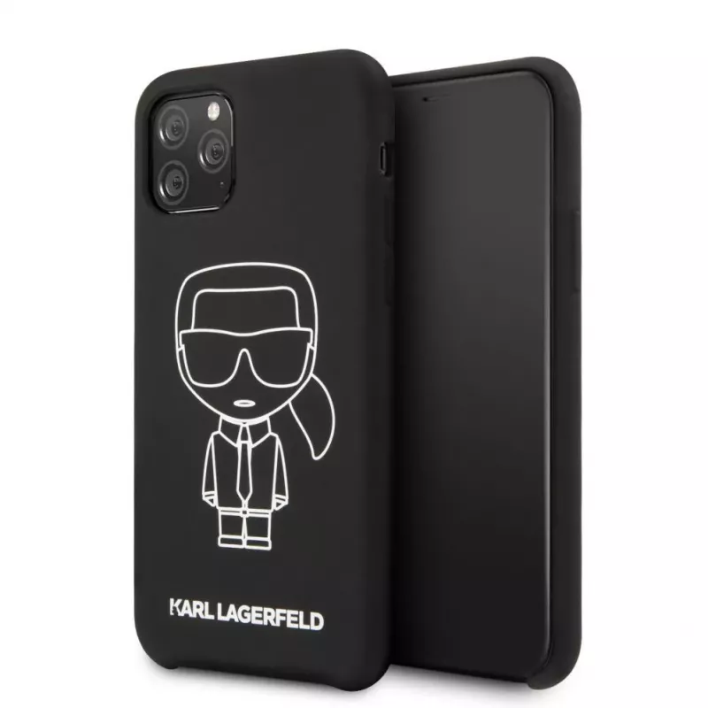 Karl Lagerfeld capa traseira de silicone Ikonik White Outline para Apple iPhone 11 Pro, preto