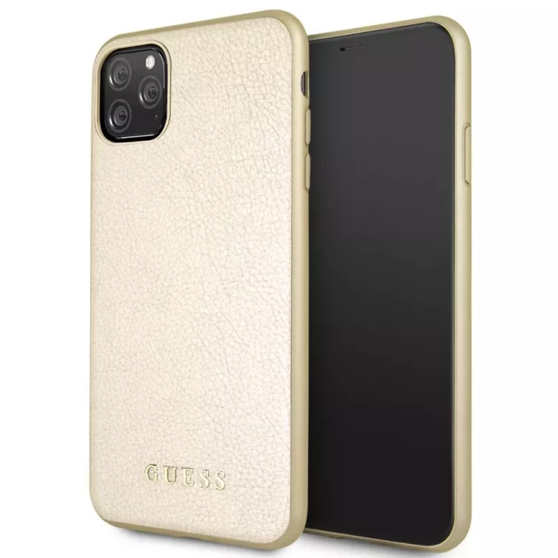 Guess Capa rígida Iridescent de PU dourada para Apple iPhone 11 Pro Max