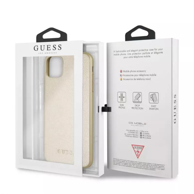 Guess Capa rígida Iridescent de PU dourada para Apple iPhone 11 Pro Max