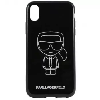 Karl Lagerfeld capa PC/TPU Glitter Ikonik White Outline para iPhone XR, preto