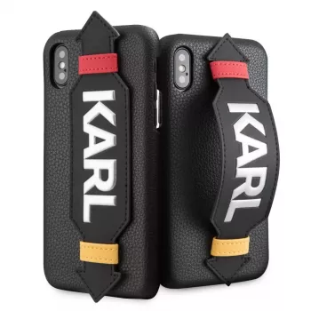Karl Lagerfeld Capa de PU com alça preta para Apple iPhone X/XS