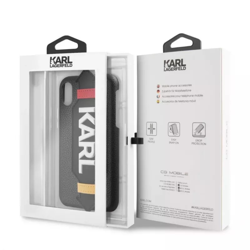Karl Lagerfeld Capa de PU com alça preta para Apple iPhone X/XS
