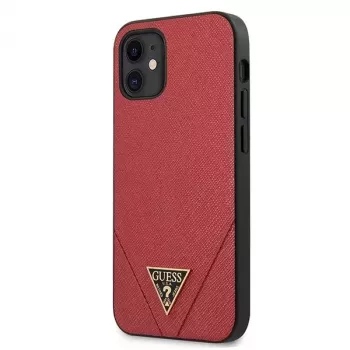 Guess GUHCP12SVSATMLRE Capa rígida Saffiano vermelha para Apple iPhone 12 Mini
