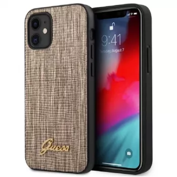 Guess Capa Lizard dourada para Apple iPhone 12 mini 5,4 polegadas