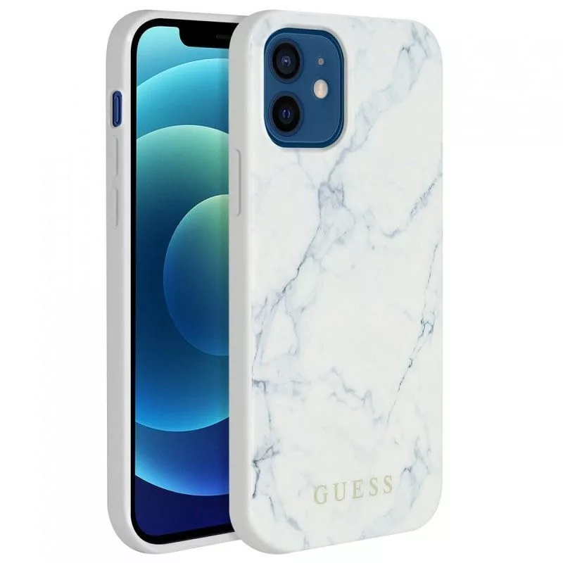 Guess Capa Marble de PC/TPU branca para Apple iPhone 12 mini 5,4 polegadas