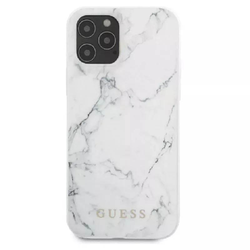 Guess Capa Marble de PC/TPU branca para Apple iPhone 12/12 Pro