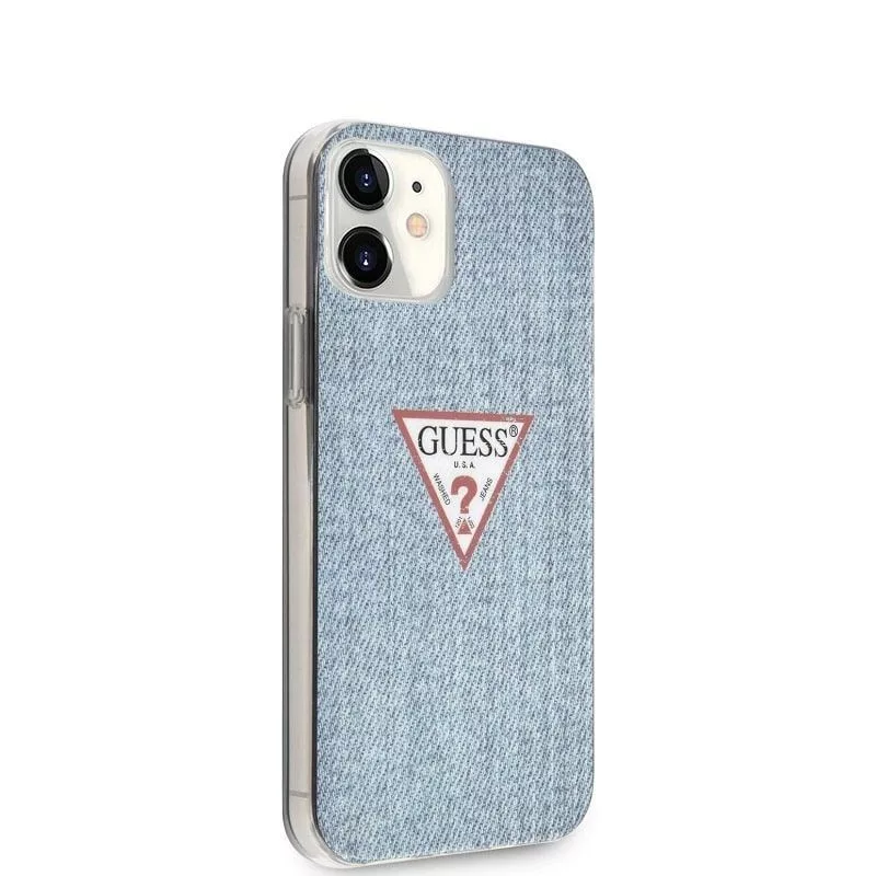 Guess Capa Denim Triangle de PC/TPU azul-claro para Apple iPhone 12 mini 5,4