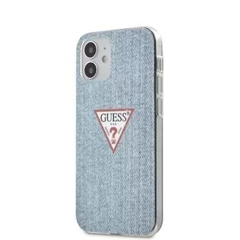 Guess Capa Denim Triangle de PC/TPU azul-claro para Apple iPhone 12 mini 5,4