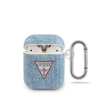 Guess Capa Denim Triangle azul-claro para AirPods