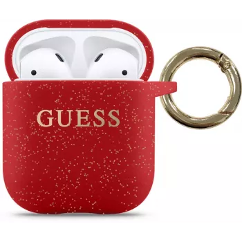 Guess Capa de silicone Glitter vermelha para AirPods Pro