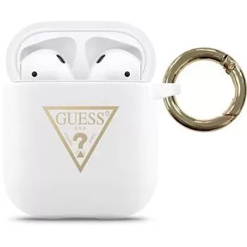 Guess Capa de silicone Triangle branca para Apple AirPods