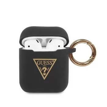 Guess Capa de silicone Triangle preta para AirPods Pro (1.ª e 2.ª ger.)