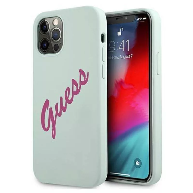 Guess Capa Fuschia azul para Apple iPhone 12 Pro Max 6,7 polegadas