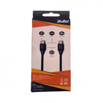 Cabo BULLET USB-C para USB-C 1m, 2,4A preto