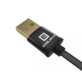 Evelatus cabo de dados Micro USB EDC02 conectores banhados a ouro de ambos os lados preto