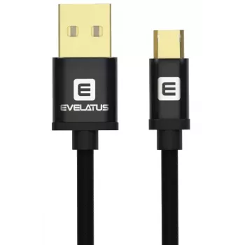 Evelatus cabo de dados Micro USB EDC02 conectores banhados a ouro de ambos os lados preto