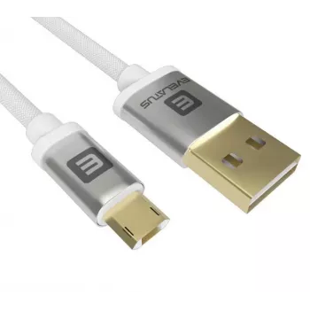 Evelatus cabo de dados universal Micro USB EDC02 conectores banhados a ouro de ambos os lados branco