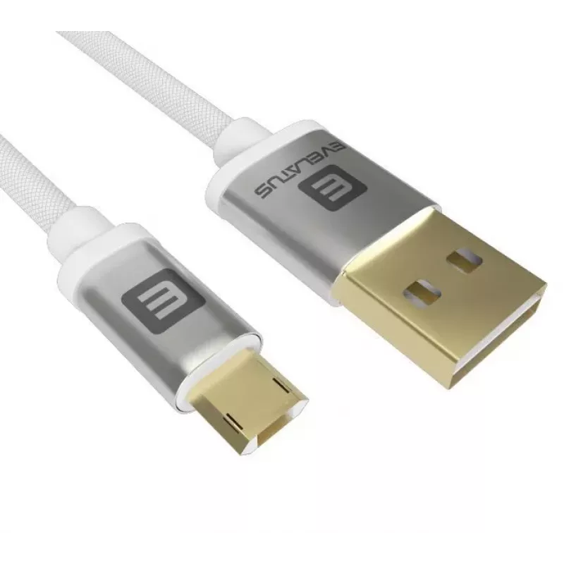 Evelatus cabo de dados universal Micro USB EDC02 conectores banhados a ouro de ambos os lados branco