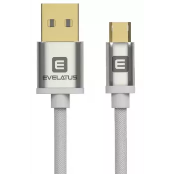 Evelatus cabo de dados universal Micro USB EDC02 conectores banhados a ouro de ambos os lados branco