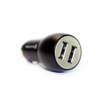 Evelatus EC7DC01 carregador de carro 3.1A 2 portas USB com ferramenta de escape em aço inoxidável preto