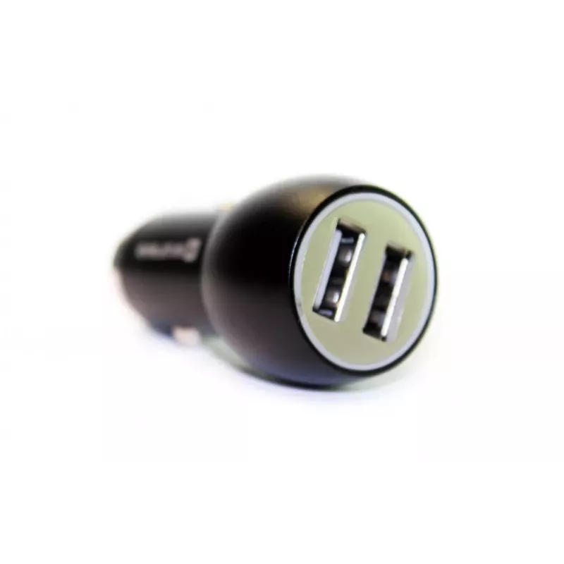 Evelatus EC7DC01 carregador de carro 3.1A 2 portas USB com ferramenta de escape em aço inoxidável preto