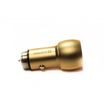 Evelatus ECC01 GOLD carregador de carro 2 portas USB 3.1A com ferramenta de escape em aço inoxidável dourado
