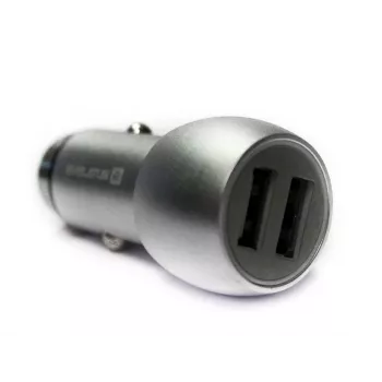 Carregador de automóvel universal Evelatus ECC01 2USB Port 3.1A com ferramenta de escape em aço inoxidável prateado