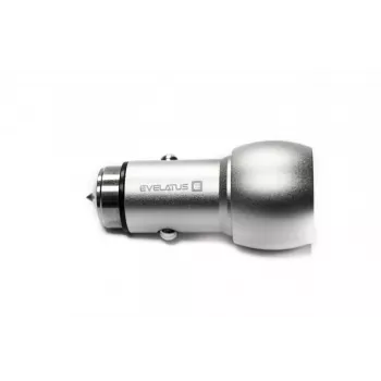Carregador de automóvel universal Evelatus ECC01 2USB Port 3.1A com ferramenta de escape em aço inoxidável prateado