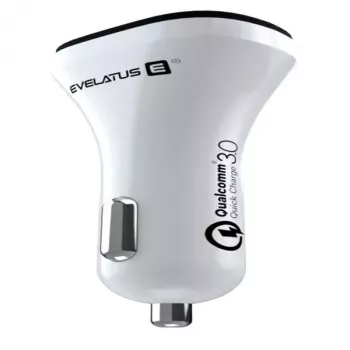 Evelatus carregador de carro rápido QCC02 branco