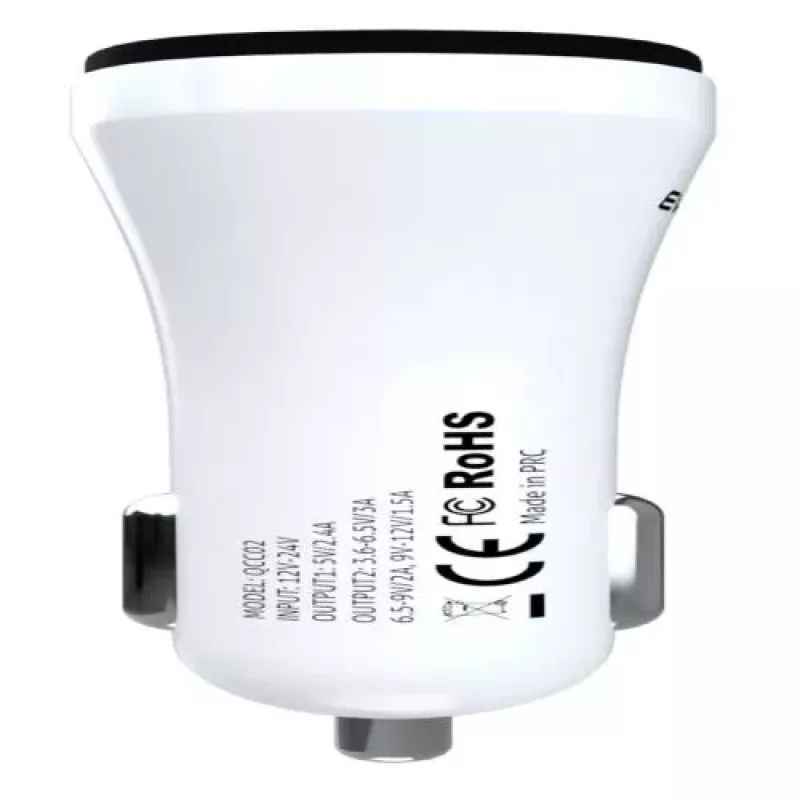 Evelatus carregador de carro rápido QCC02 branco
