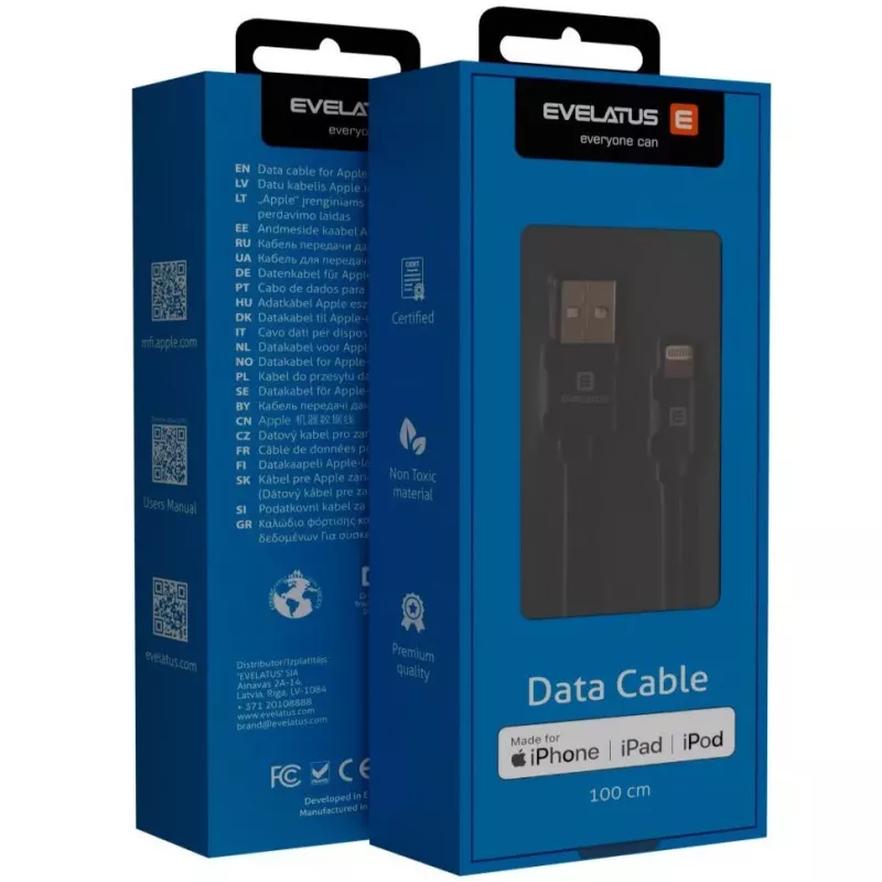 Evelatus cabo de dados universal MFI 1m MFI02 preto