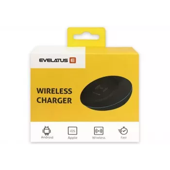EVELATUS EWC01 Carregador Sem Fios Branco - Base de Carregamento Rápido Qi 10W com Cabo Micro-USB