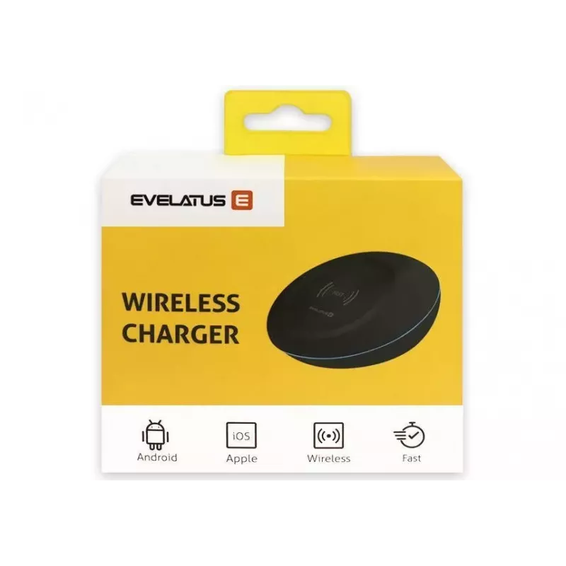 EVELATUS EWC01 Carregador Sem Fios Branco - Base de Carregamento Rápido Qi 10W com Cabo Micro-USB