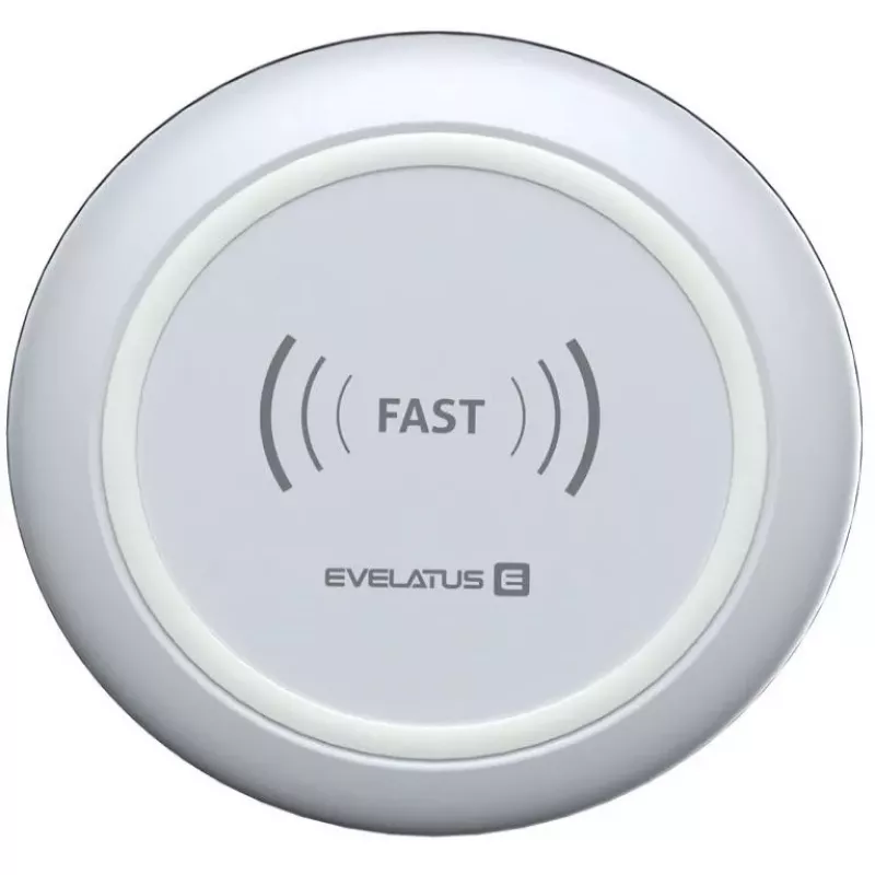EVELATUS EWC01 Carregador Sem Fios Branco - Base de Carregamento Rápido Qi 10W com Cabo Micro-USB