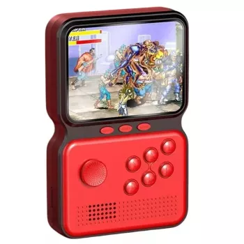 GameBox M3 Consola de Jogos Retrô Portátil 16bit com 900 Jogos LCD HD 3'' / Cabo TV RCA Vermelho