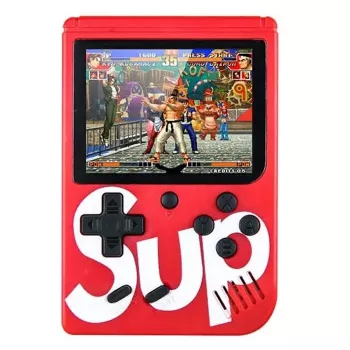 GameBox R2 Consola de Jogos Retrô Portátil 8bit com 400 Jogos LCD 3 Polegadas, 1x Comando, Cabo TV RCA - Vermelho