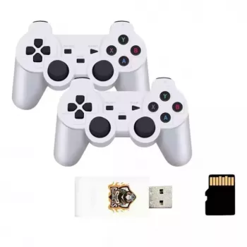GameBox HY00 Consola Stick Retro 64bit 20K Jogos 4K HDMI / Caixa Android com 2x Comandos Sem Fios Branco