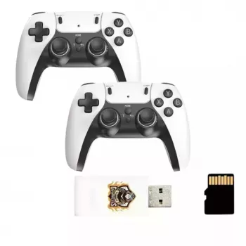 GameBox HY01 Consola Stick Retro 64-bit 20K Jogos 4K HDMI / Caixa Android com 2 Comandos Sem Fios Branco