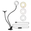 Elight TF Luz LED Anel Selfie 11cm com Clipe de Secretária para Live Stream com Tubo Flexível 30cm e Suporte para Telefone, Preto