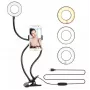 Elight TF Luz LED Anel Selfie 11cm com Clipe de Secretária para Live Stream com Tubo Flexível 30cm e Suporte para Telefone, Preto