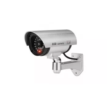 iWear IR1 Câmara de Segurança CCTV Falsa com Luz Vermelha Intermitente, 2x Pilha AA, Prateado