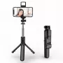 Elight S3L Bastão Selfie com Luz LED 3em1 & Tripé para Videochamadas até 68 cm com Disparador Preto
