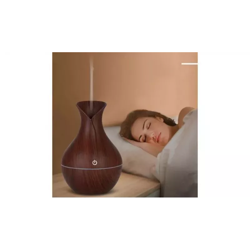 IVY D2 Difusor de Aroma 3-em-1 - Humidificador - Lâmpada USB de Luz Noturna 1,5W 11cm / 300ml Madeira Escura