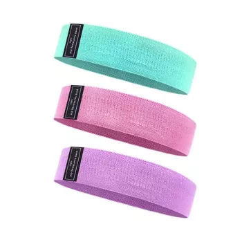 iLike Bandas de resistência de poliéster para fitness e ginásio 3 unid. 8 cm de largura - 33 cm / 38 cm / 43 cm