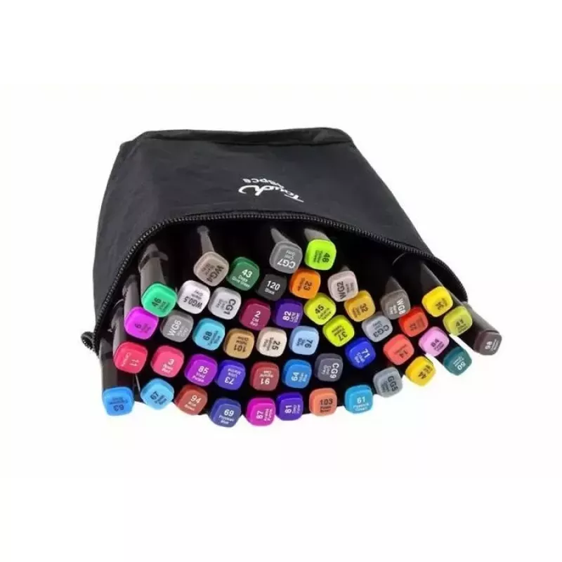 iLike Conjunto super de brinquedo com 48 marcadores coloridos e bolsa de arrumação com fecho de correr