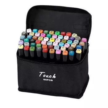 iLike brinquedo Super Set com 60 marcadores de cor em bolsa de transporte com fecho de correr