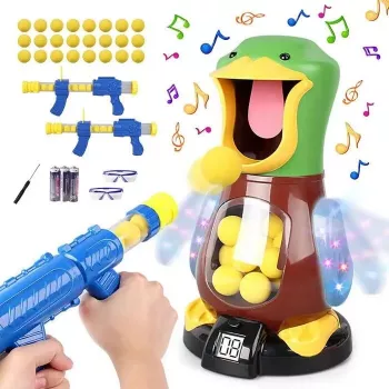 Kiddyz Jogo de tiro ao pato D12 atrativo com pistola e 12 bolas